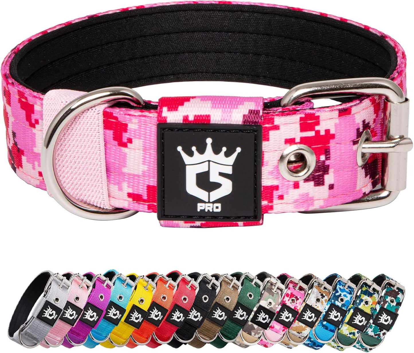 TSPRO Tactical Dog Collar 1.5 inch Wide Dog Collar Military Grade Strong Dog Collar Thick Dog Collar Heavy Duty Metal Buckle Dog Collar(Green-L)