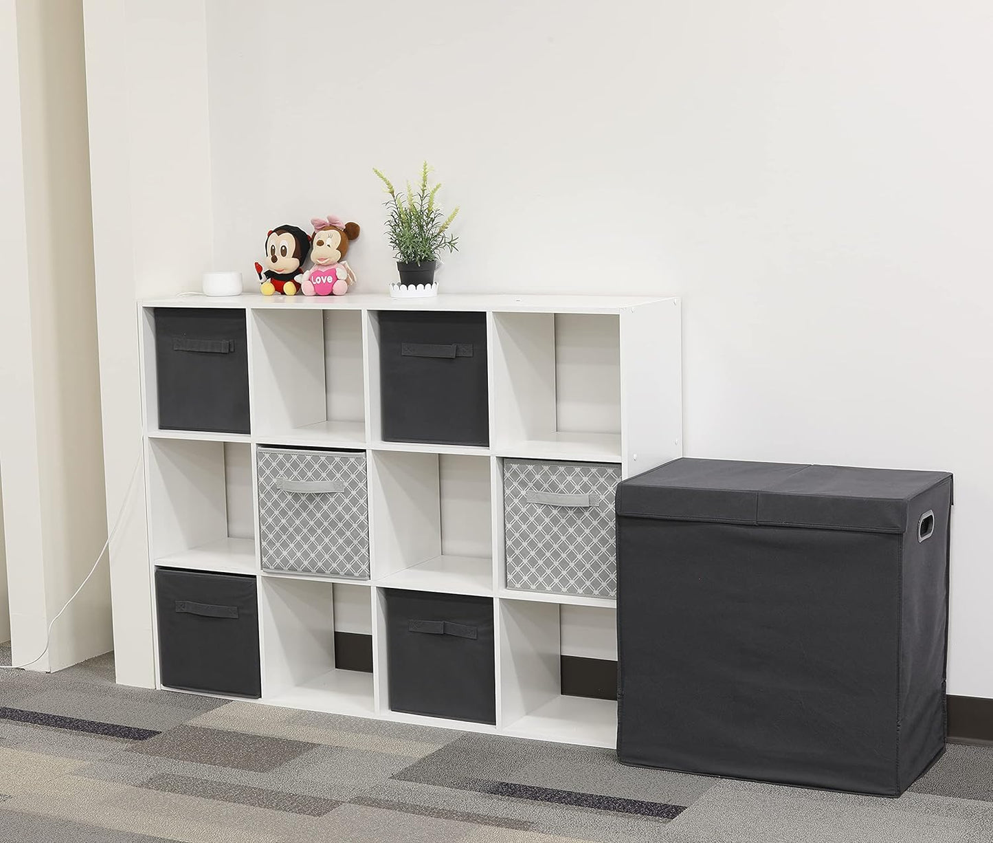 SimpleHouseware Double Laundry Hamper with Lid and Removable Laundry Bags, Beige