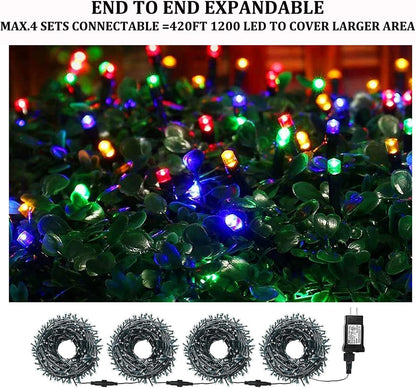 Tcamp 105FT 300 LED Purple Orange Halloween Decorations Lights Motion Activated Sync with 4 Scary Music, 6 Modes Halloween String Lights for Party Yard Outdoor Indoor Decor (3 Sets Connectable)