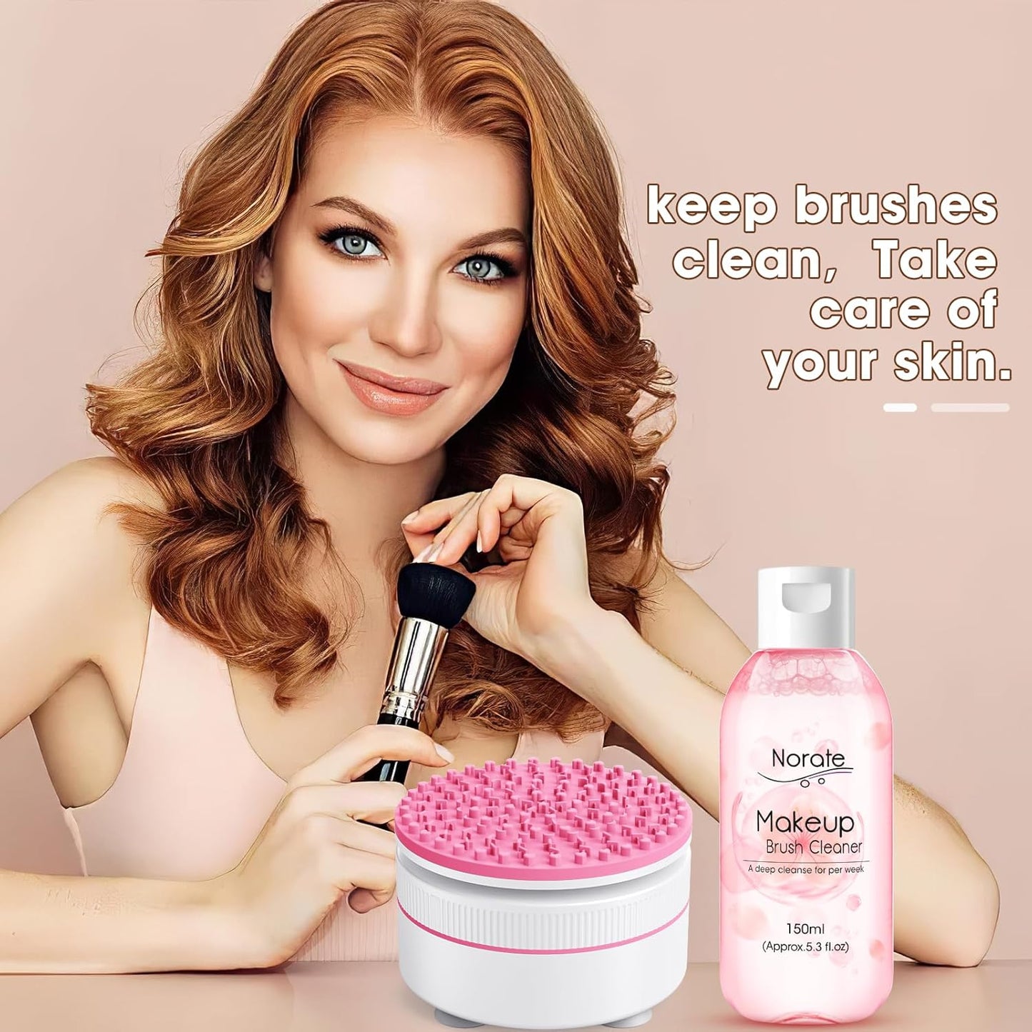 Norate Makeup Brush Cleaner, Make Up Brush Cleansers Solution, Makeup Cleaner for Makeup Brushes, Beauty Sponge, Powder Puff, Deep Clean Brush Shampoo, Gentle Formula & Cruelty Free 5.3 FL.OZ