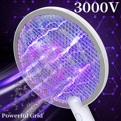 PALONE Bug Zapper Racket 3000V Electric Swatter 3 Layers Lamp Indoor Zapper Without Waving Hands for Kitchen, Home, Garden and Outdoors