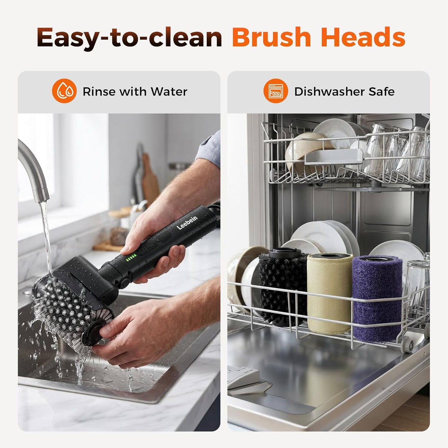 Leebein Electric Grill Brush for Outdoor, 2026 New BBQ Grill Cleaner with 3 Heads, 3-Speed & Angle Adjust Cordless Rotary Grill Brush, 150 Mins Runtime Grill Cleaning Brush for Barbecue Grates