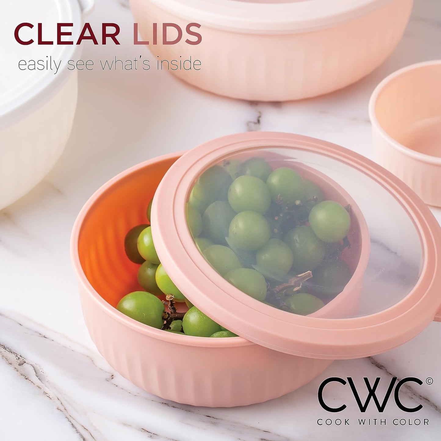 COOK WITH COLOR Prep Bowls with Lids- 8 Piece Nesting Plastic Small Mixing Bowl Set with Lids (Teal Ombre)