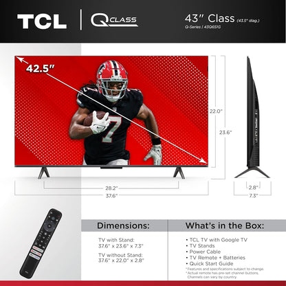 TCL 65-Inch Q65 QLED 4K UHD Smart TV with Google TV (65Q651G-CA, 2024 Model) Dolby Vision, Dolby Atmos, HDR Pro+, Game Accelerator Enhanced Gaming, Voice Remote, Works with Alexa, Streaming Television