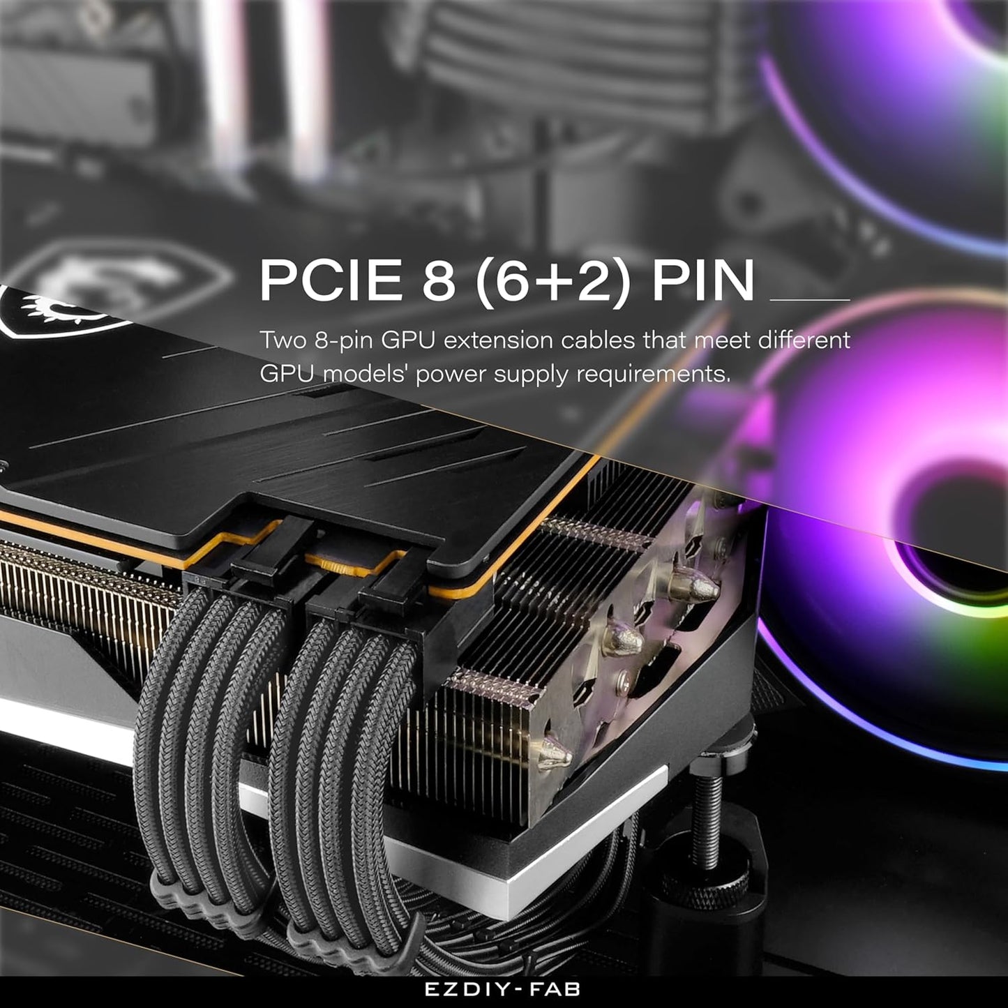 EZDIY-FAB PSU Extension Cable Sleeved Custom Mod PC Power Supply Cable, Soft Nylon Braided with Comb Kit 24PIN/8PIN to 6+2Pin/ 8PIN to 4+4PIN-30CM 300MM - All White Edition
