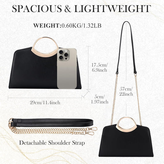 KASQO Clutch Purse for Women,Fashion Vegan Leather Evening Bag Formal Handbag Crossbody Bag for Party Wedding Cocktail Prom - PuriLite