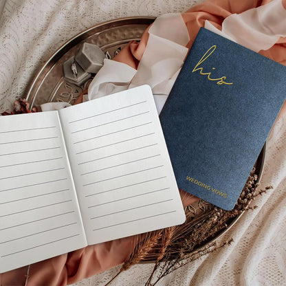 WeddingGiftsWedding Vow Books His and Hers Soft Touch Gold Foil Engraving Vow Books Wedding Essentials Wedding Accessories(TR-HH-Black)