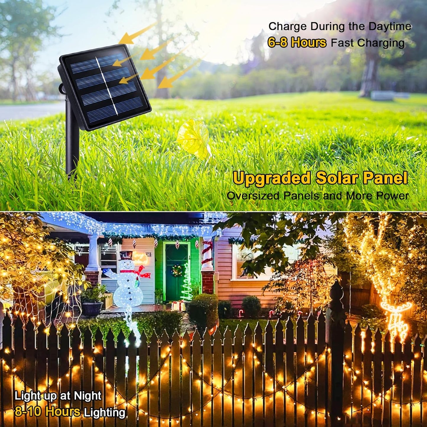 JMEXSUSS 2 Pack 75.5ft Orange Solar Christmas Lights, Total 400 LED Solar String Lights Outdoor Waterproof, 8 Modes Orange Halloween Lights for Tree Patio Garden Thanksgiving Halloween Decorations