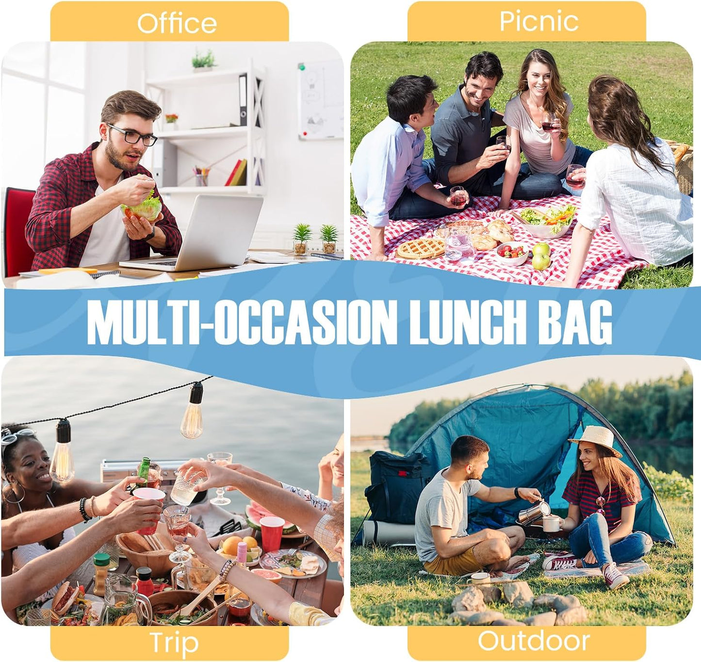 Lunch Bag for Men/Women, Reusable Lunch Box for Adult, Small Insulated Lunch Box, Lunch Tote Bag for Office, Work, Picnic