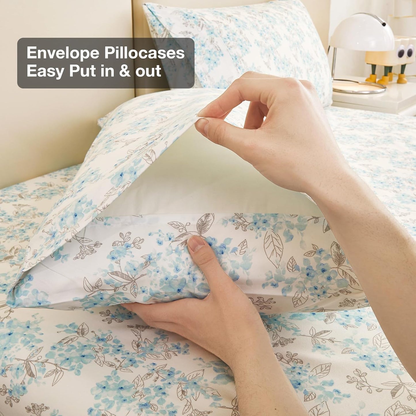 Viviland Floral Queen Sheet Set - 4 Piece Vintage Pink & Yellow Flower Patterned Bed Sheets - Soft, Breathable Microfiber Sheets with Deep Pocket, Non-Slip Fitted Sheets & Pillowcases