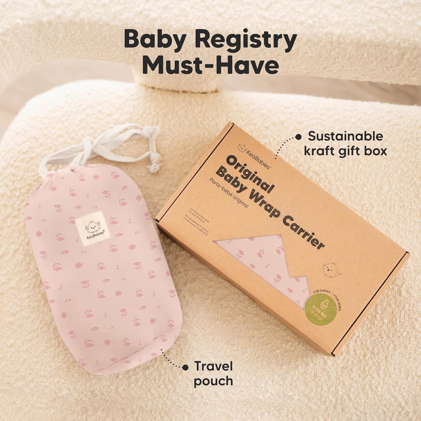 KeaBabies Baby Wrap Carrier - All in 1 Original Baby Carrier Newborn To Toddler Sling, Easy to Wear, Hands Free Bonding, Lightweight, Breathable Infant Wraps (Trendy Black)