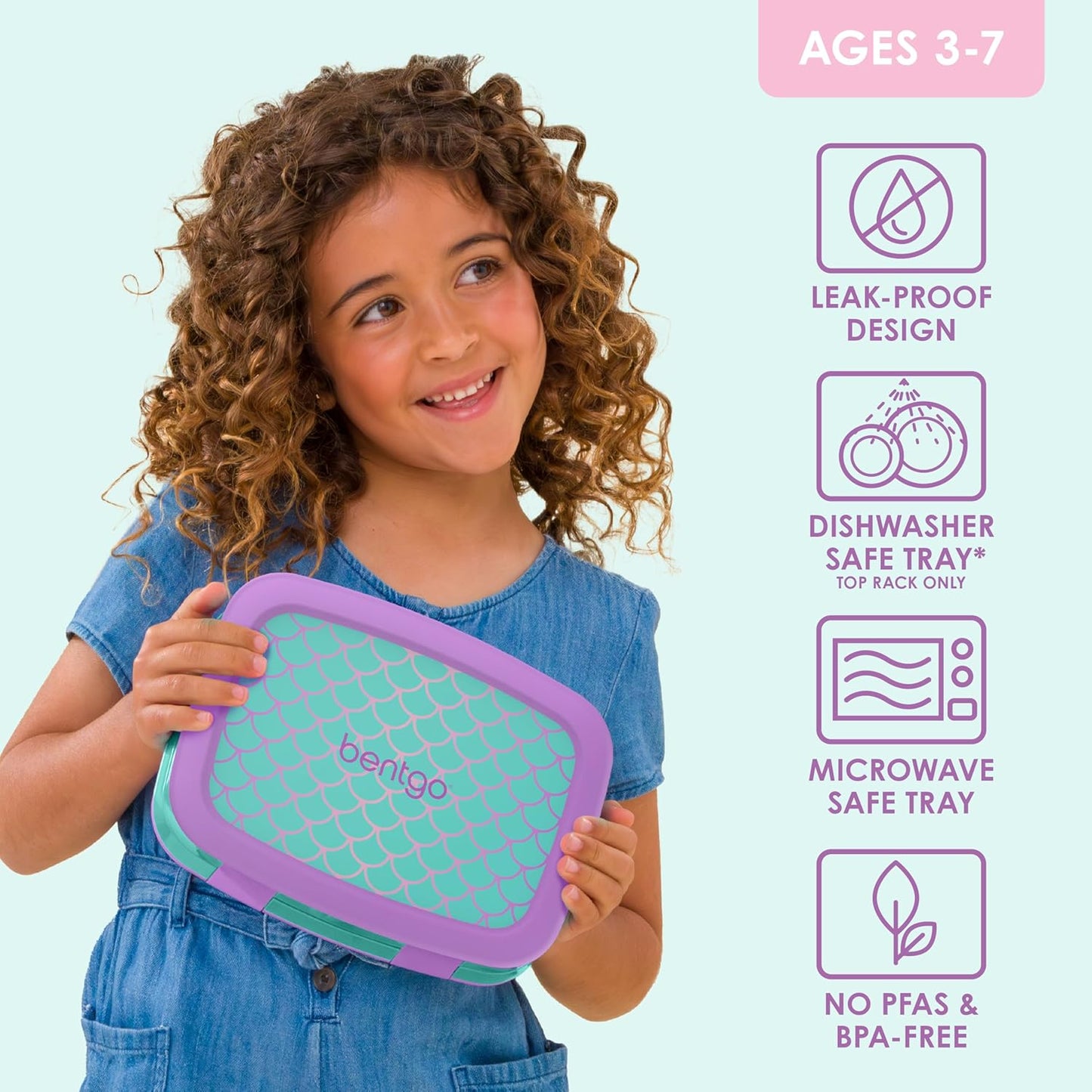 Bentgo Kids Prints (Unicorn) - Leak-Proof, 5-Compartment Bento-Style Kids Lunch Box - Ideal Portion Sizes for Ages 3 to 7 - BPA-Free and Food-Safe Materials