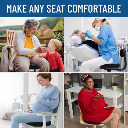 Everlasting Comfort Memory Foam Seat Cushion - Office Chair Cushion for Work, Travel, Car Support Pillow for Driving - Portable Seat for Chairs and Desks - Coussin Chaise - Black
