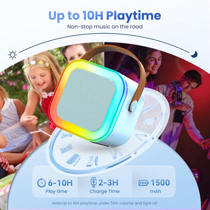 Karaoke Machine for Kids Adults, Portable Bluetooth Mini Karaoke Microphone Singing Speaker Karaoke Player with 2 Wireless Mic Toys for All Smartphones,Birthday, Family,Home Party (Purple)