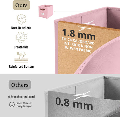 DECOMOMO Cube Storage Bin, Storage Cubes with Labels, Baskets for Shelves Kallax Linen Closet Organizers (Cube 10.5x11"/ 6pcs, Black)