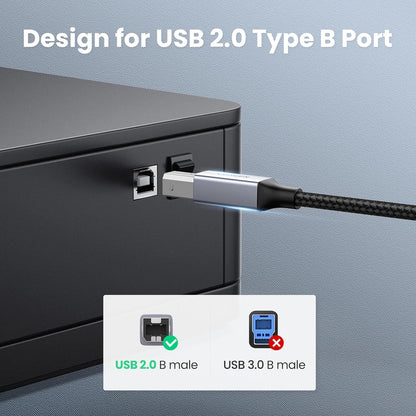 UGREEN USB C Printer Cable C to A Printer Scanner Braided MIDI Cable Compatible with DJ Controller, MIDI Keyboard, Digital Mixing Console, Piano Keyboard for MacBook Pro, iPad, 6ft