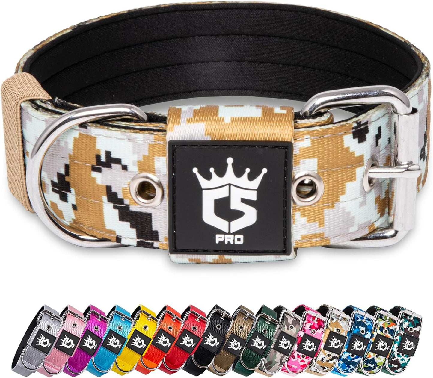 TSPRO Tactical Dog Collar 1.5 inch Wide Dog Collar Military Grade Strong Dog Collar Thick Dog Collar Heavy Duty Metal Buckle Dog Collar(Green-L)