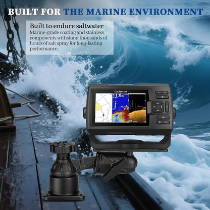 Velpaw Aluminium Vertically or Horizontally Fish Finder Swivel Arm Mount, 7.32" Arm Heavy Duty Chartplotters/Depth Finders Mount, Compatible with Garmin, Lowrance and More, for Boats/Kayaks