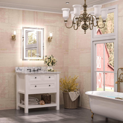 TETOTE LED Bathroom Mirror 20x28 Frontlit & Backlit Lighted Vanity Mirror Anti Fog Stepless Dimmable 3 Colors White/Warm/Natural,Double Lights,Wall-Mounted(Horizontal/Vertical)