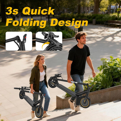 Electric Scooter, 350W Power Motor, Max 30 KM/H & 20-30 KM Range, 8.5" Solid Tire, Foldable Commuting E-Scooter for Adults & Teens with Dual Brake, Max Load 120KG
