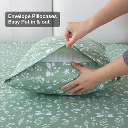 Viviland Floral Queen Sheet Set - 4 Piece Vintage Pink & Yellow Flower Patterned Bed Sheets - Soft, Breathable Microfiber Sheets with Deep Pocket, Non-Slip Fitted Sheets & Pillowcases