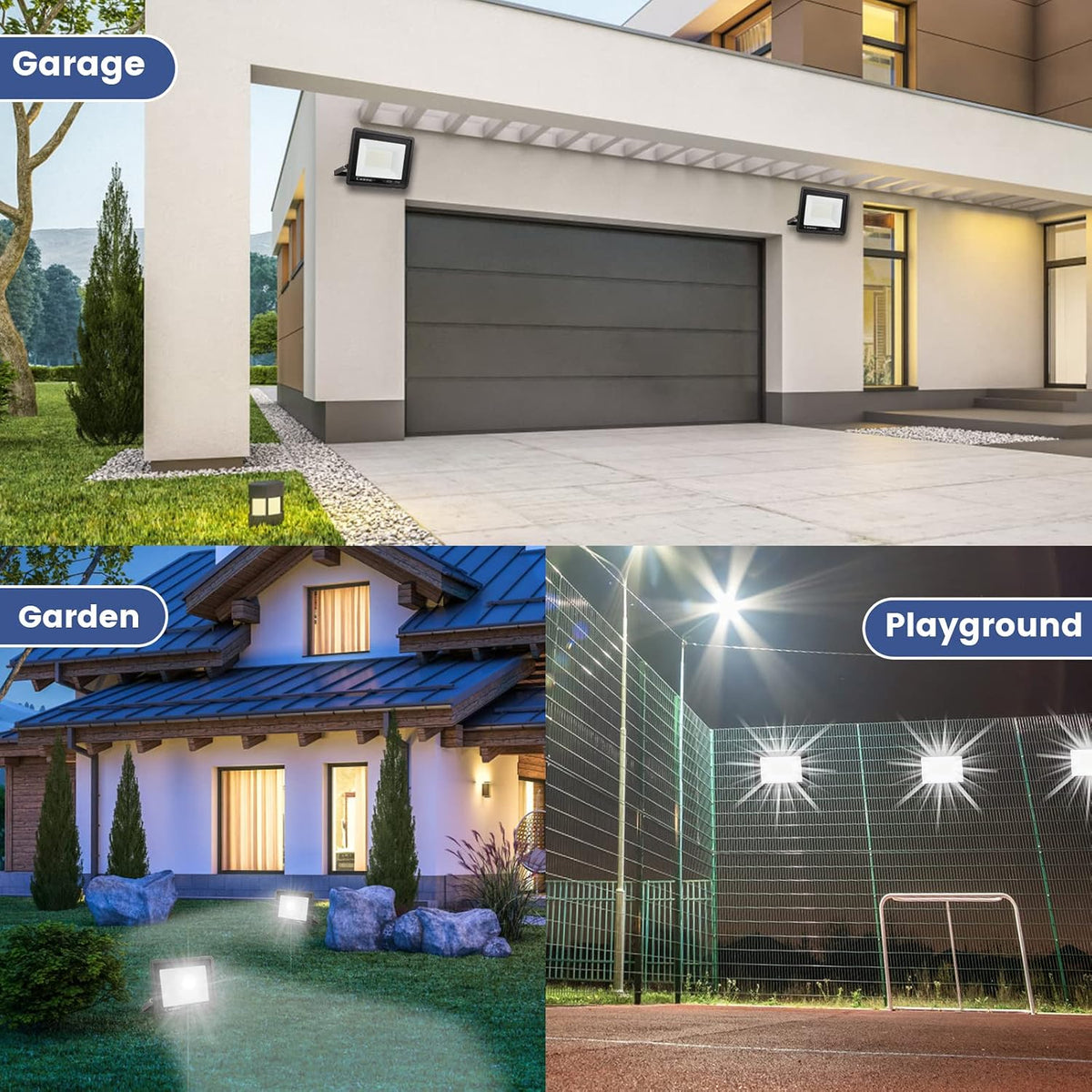 Ceena 2 Pack 60W Plug in LED Flood Light Outdoor, 6000lm Super Bright Floodlight with 5.9FT Wire, IP66 Waterproof 6000K LED Work Light for Garage, Yard, Patio, Front Door