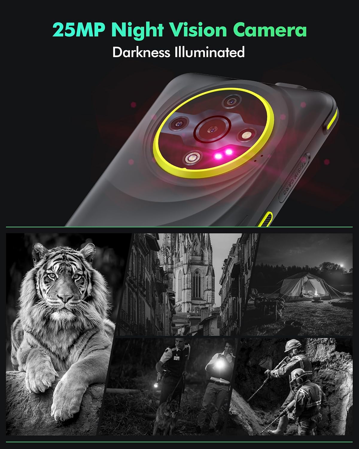 5G Rugged Phone, Ulefone Armor X31 Pro Unlocked Smartphone, MTK Dimensity 6300 5G, 16GB+256GB, Android 14, 6.56” 120Hz, 64MP Main Cam., 25MP Night Vision Cam., 6050mAh, Google Lens, NFC - Black
