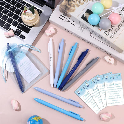 50 Set Baby Shower Favors for Guests It's a Boy Ballpoint Pens Thank You Gift Cards Organza Bags Baby Shower Gifts for Office School Student Writing Gender Reveal Party Favors Birthday Game Prizes