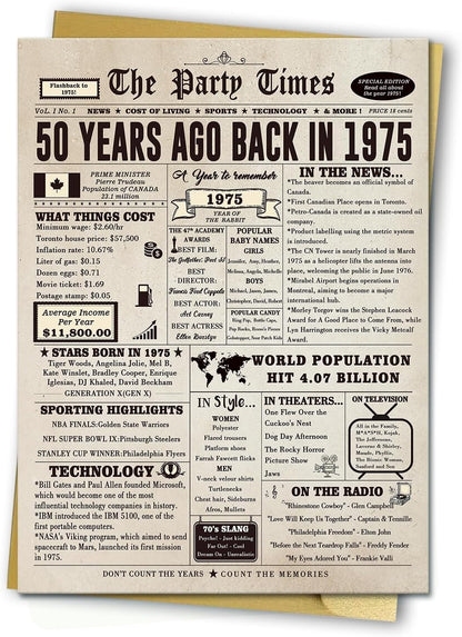 Large 50 Years Old Birthday Gifts for Women Men,Happy 50th Birthday Card for Husband Wife, Retro 50 Years Old Birthday Gifts for Mom Dad