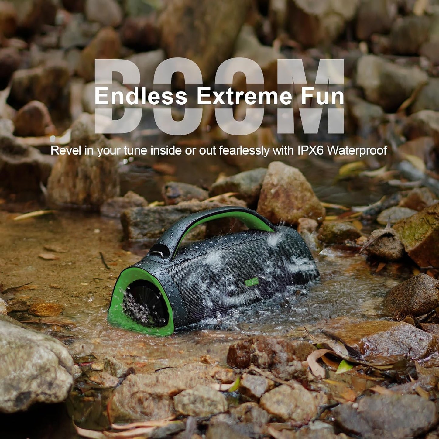 DOSS Extreme Boom Pro Bluetooth Speaker with 100W Stereo Sound, Rich Bass, 20H Playtime, Mixed Color Light, IPX6 Waterproof Haut parleur for Camping, Beach, Outdoor-Orange