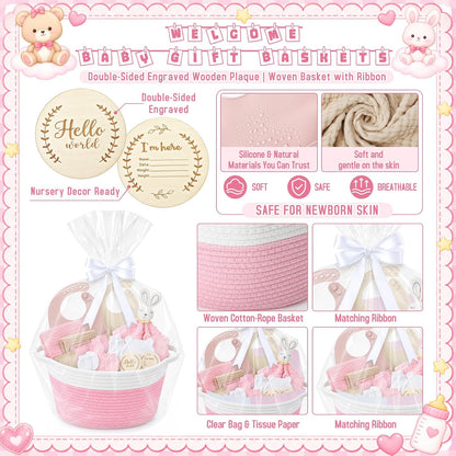 16 Pcs Baby Girl Basket Gift Set Newborn Supply Essentials Stuff