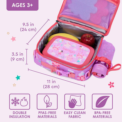 Bentgo® Kids Lunch Bag - Durable, Double Insulated, Water-Resistant Fabric, Interior & Exterior Zippered Pockets, Water Bottle Holder - Ideal for Children 3+ (Shark)