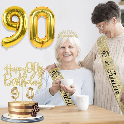 65th Birthday Decorations for Women, Including 65th Birthday Sash and Crown, Cake Topper and Candles, Number Balloons Rose Gold, 65 Year Old Gifts for Women