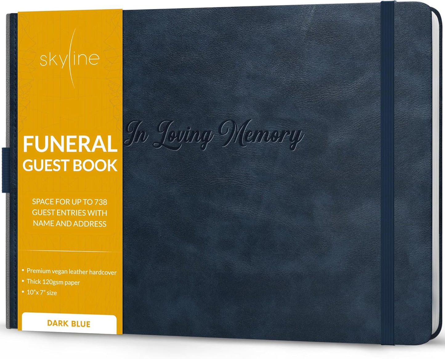 Skyline Funeral Guest Book for Memorial & Funeral Services – in Loving Memory Guest Sign in Book for Funerals – 738 Guest Entries with Name & Address, 129 Pages, Hardcover, 10x7″ (Purple) - PuriLite