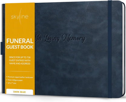 Skyline Funeral Guest Book for Memorial & Funeral Services – in Loving Memory Guest Sign in Book for Funerals – 738 Guest Entries with Name & Address, 129 Pages, Hardcover, 10x7″ (Purple) - PuriLite