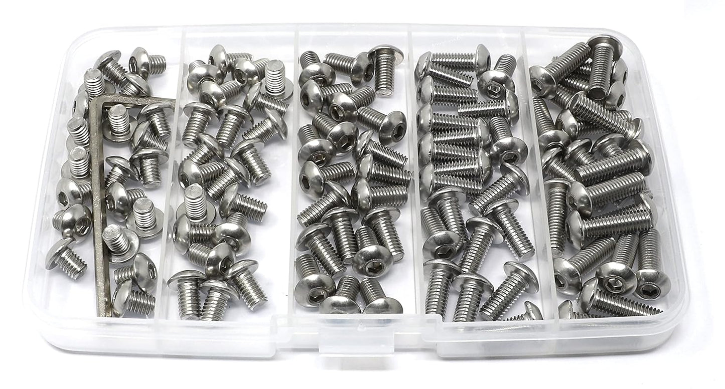 iexcell 50 Pcs M6 x 20mm Thread Pitch 1 mm Stainless Steel 304 Hex Socket Button Head Cap Screws Bolts Kit