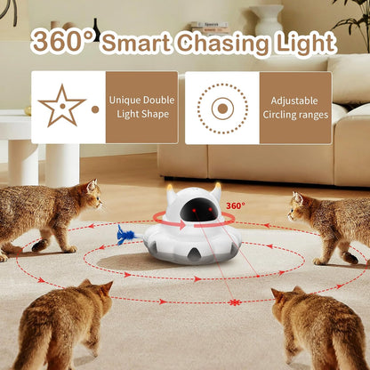 Cosicosy 2-in-1 Interactive Cat Toys for Indoor Cats, Automatic Cat Toy with 8 Holes Mice Whack A Mole Moving Feather, Smart Cat Toy (White)
