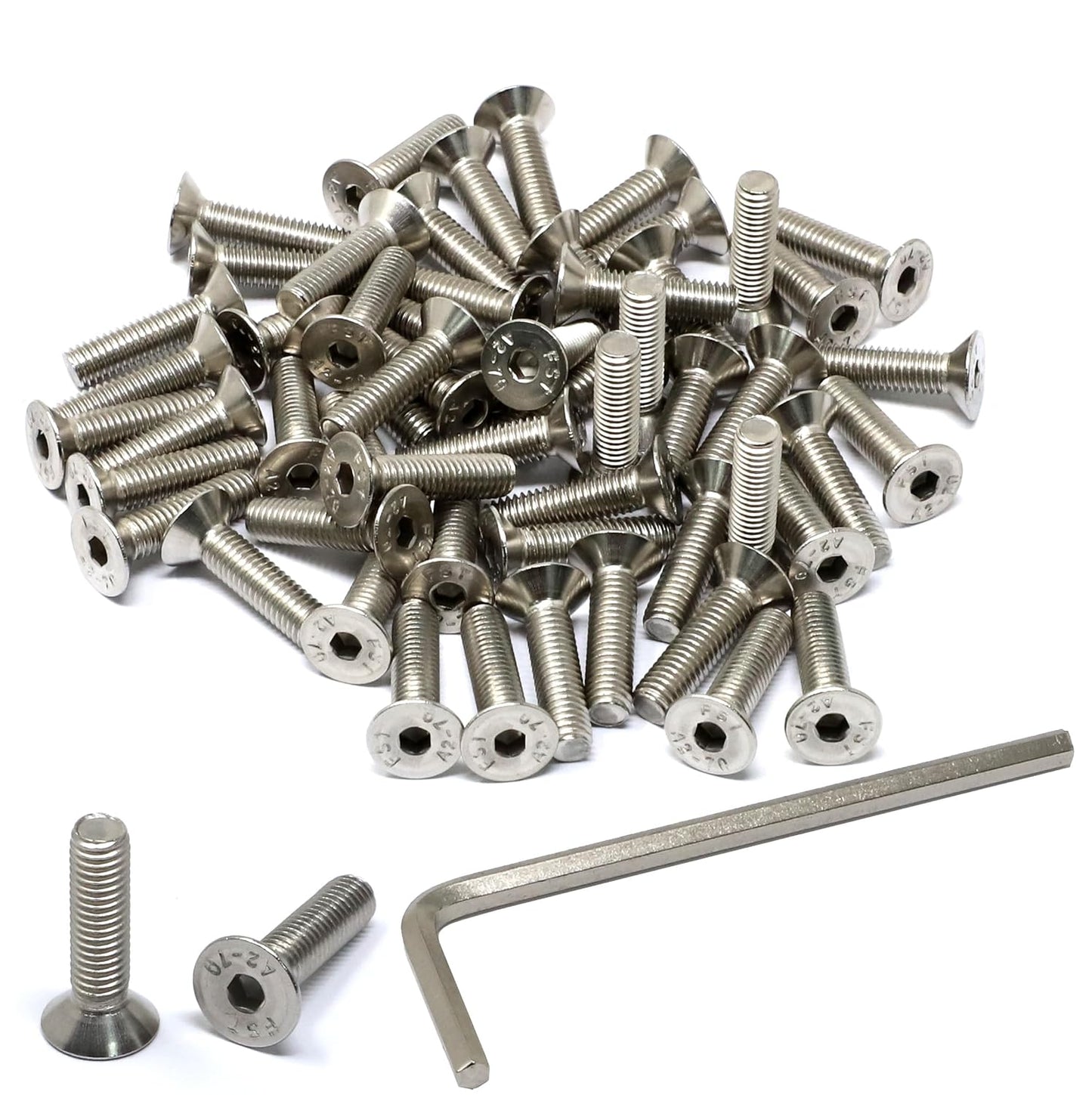 iexcell 5 Pcs M8 x 80mm Thread Pitch 1.25 mm Stainless Steel 304 Hex Socket Flat Head Cap Screws Bolts Kit