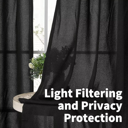 YoungsTex Natural Linen Curtains 84 Inch Long for Living Room Bedroom Grommet Top Light Filtering Privacy Linen Textured Window Semi Sheer Drapes, 2 Panels, 52x84 Inch, Natural
