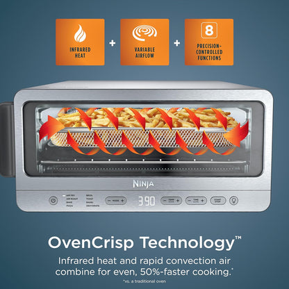 8-in-1 Flip Toaster Oven & Air Fryer | Stainless Steel Countertop Convection Oven