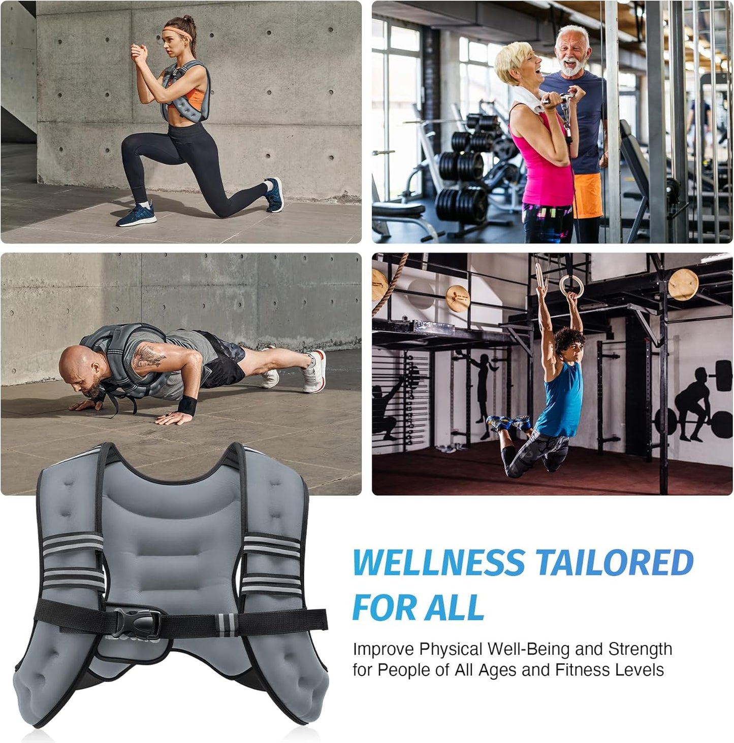 ZELUS Weighted Vest, 6lb/8lb/12lb/16lb/20lb/25lb/30lb Weight Vest with Reflective Stripe for Workout, Strength Training, Running, Fitness, Muscle Building, Weight Loss, Weightlifting