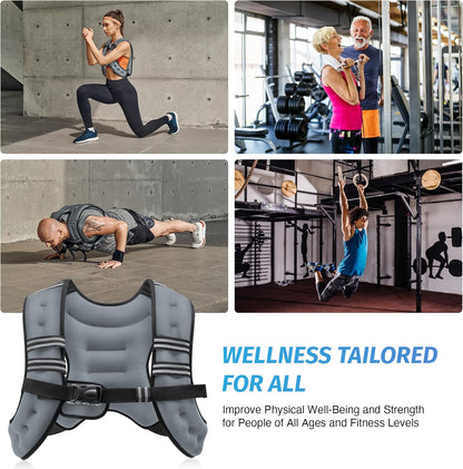 ZELUS Weighted Vest, 6lb/8lb/12lb/16lb/20lb/25lb/30lb Weight Vest with Reflective Stripe for Workout, Strength Training, Running, Fitness, Muscle Building, Weight Loss, Weightlifting