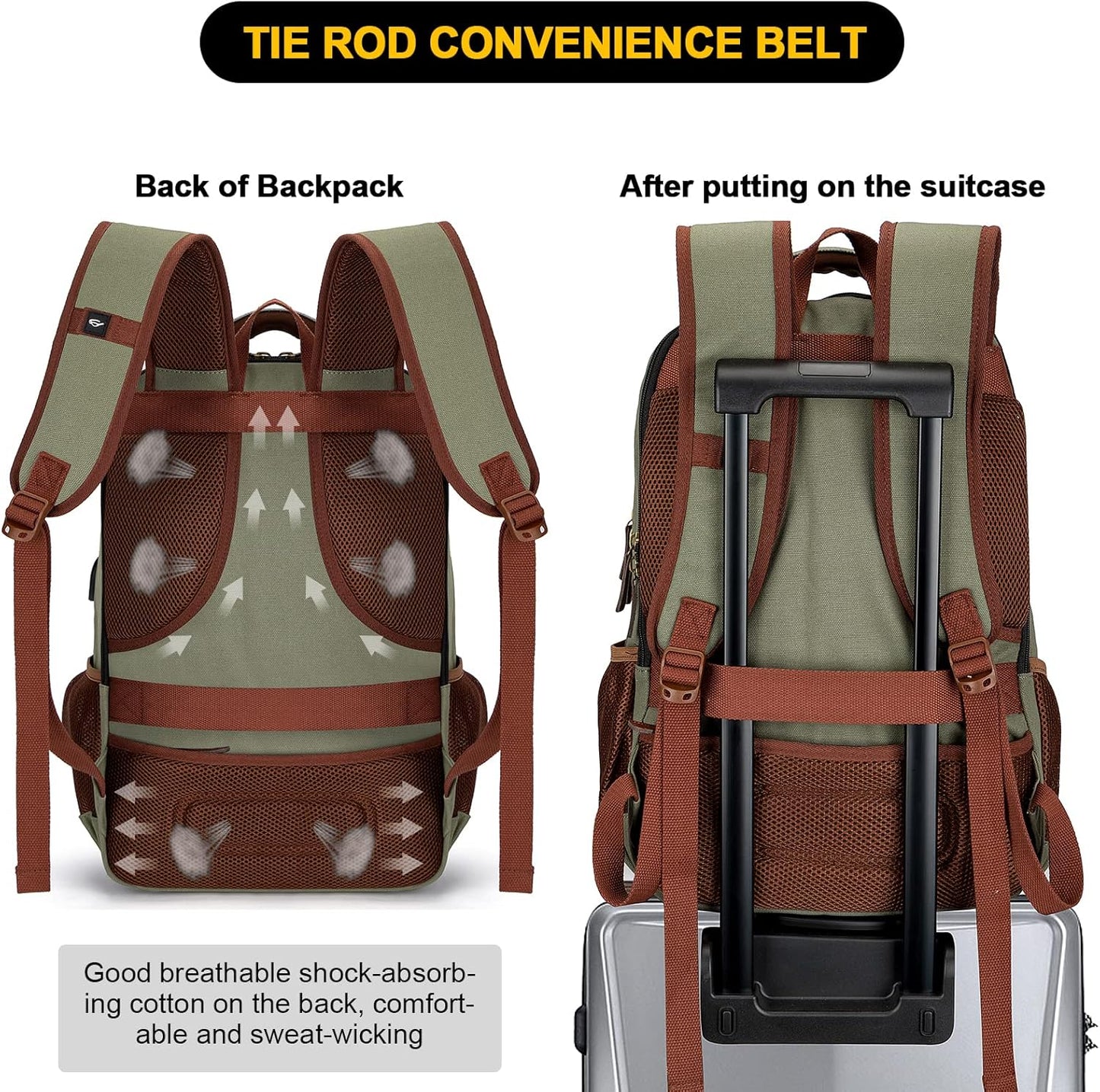 Tzowla Canvas Laptop Backpack Men,Bag for Women,School Travel College Work Rucksack Fits 15.6 Inch Laptop,Bookbag with USB Charging Port,Dark Grey