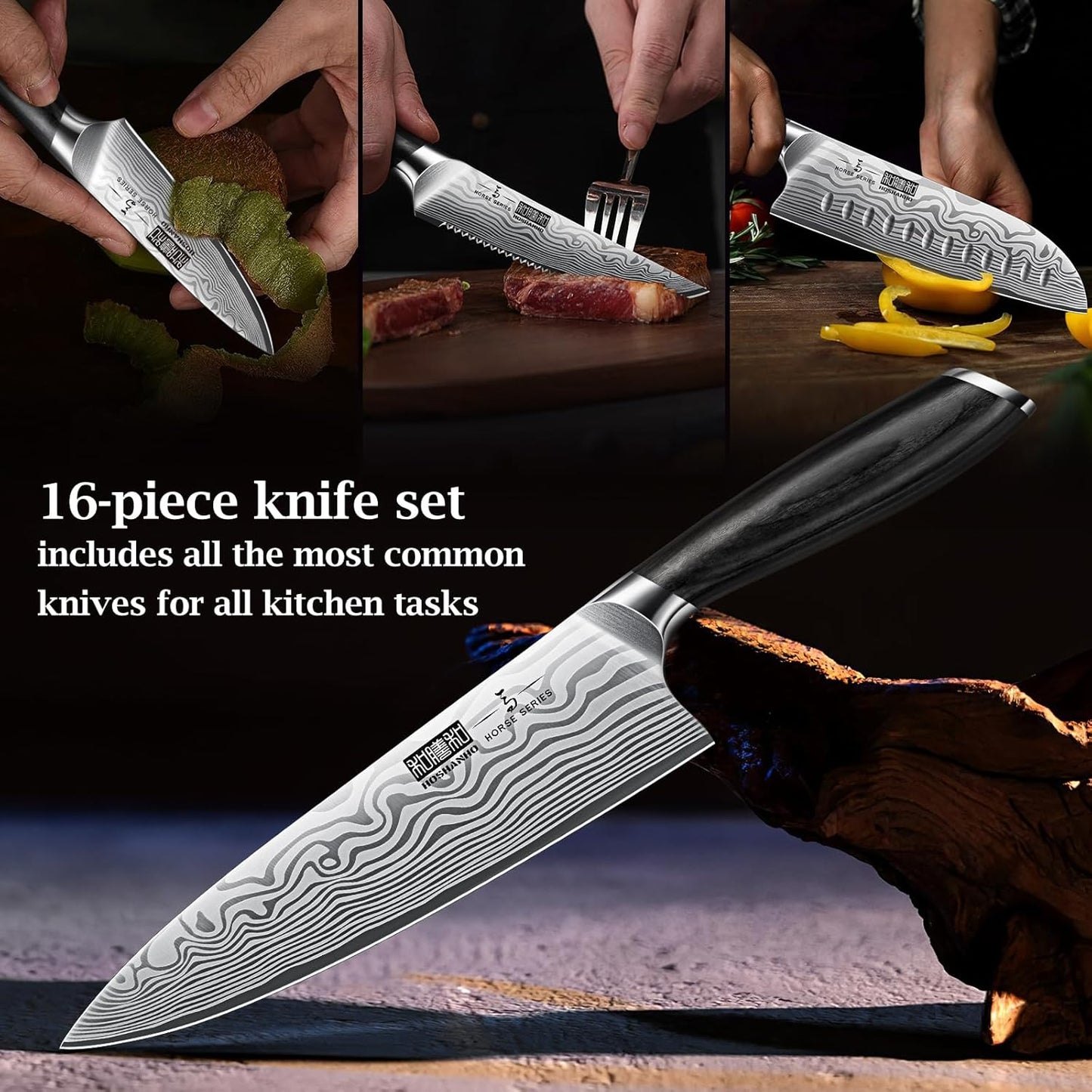 HOSHANHO Fillet Knife 7 Inch, Razor Sharp Boning Knife for Meat Poultry Chicken Cutting, Japanese High Carbon Powder Steel Fish Knife with Flexible Blade and Pakkawood Handle