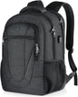 Backpack for Men and Women, School Backpacks for Teen Boys and Girls, Black Water Resistant Back Pack, Business Men Sturdy Computer Bag with USB Charging Port, Gifts