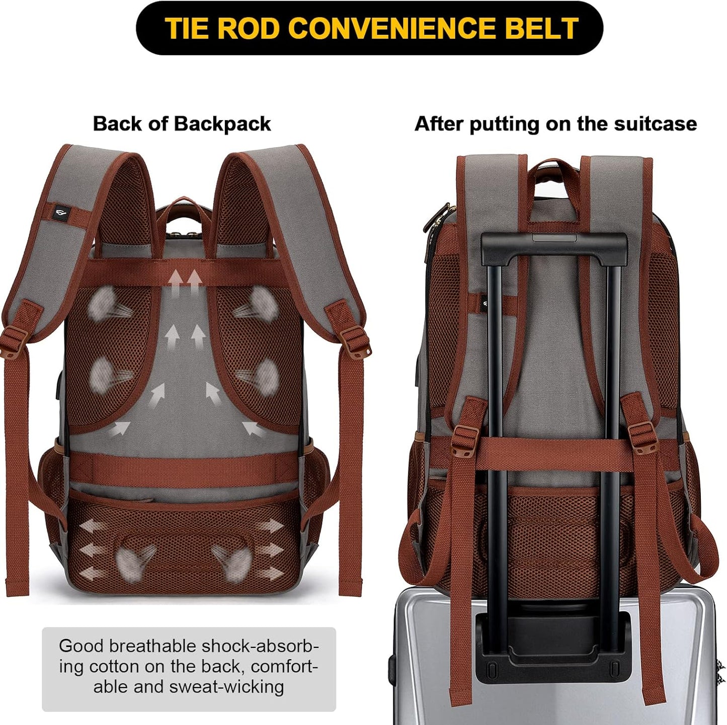 Tzowla Canvas Laptop Backpack Men,Bag for Women,School Travel College Work Rucksack Fits 15.6 Inch Laptop,Bookbag with USB Charging Port,Dark Grey