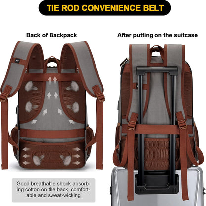 Tzowla Canvas Laptop Backpack Men,Bag for Women,School Travel College Work Rucksack Fits 15.6 Inch Laptop,Bookbag with USB Charging Port,Dark Grey