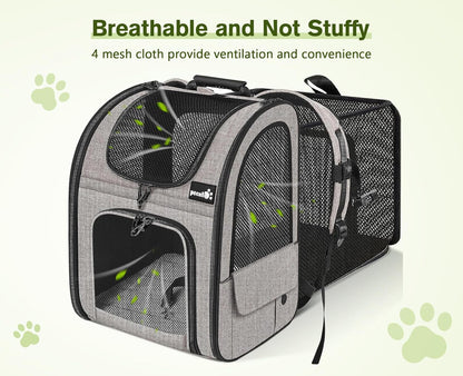 Pecute Pet Carrier Backpack, Dog Carrier Backpack Expandable with Breathable Mesh for Pets ＜6kg, Pet Backpack Carrier for Hiking Travel Camping Outdoor