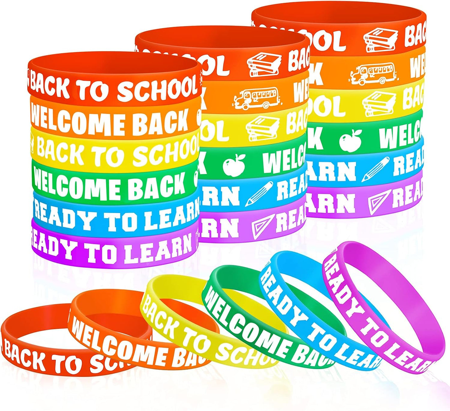 Welcome Back to School Bracelets Silicone Wristbands Rubber First Day of School Favors Rewards School Opens Prize for Students Teens Semester Begins School Party Supplies Decorations