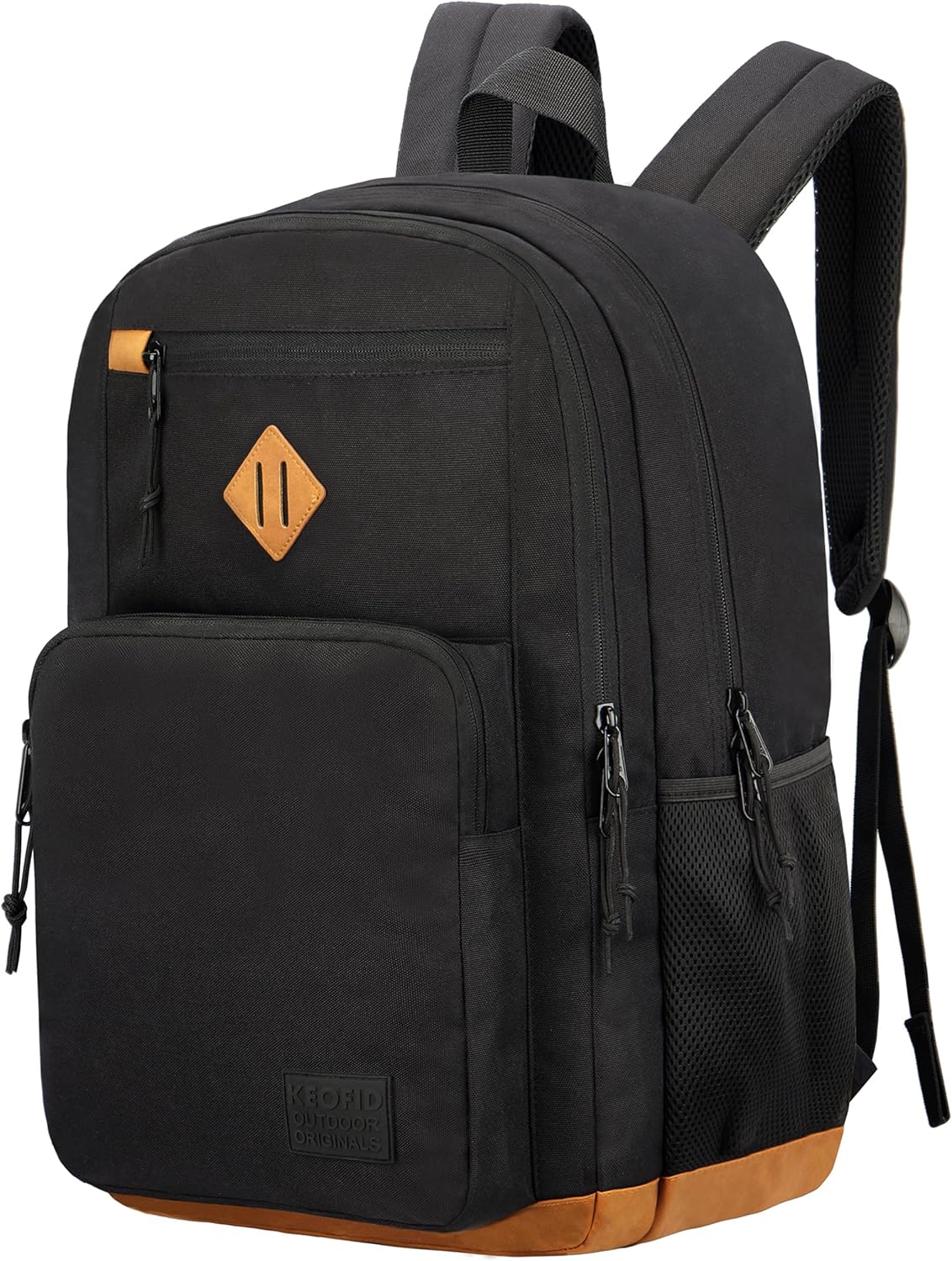 KEOFID classic carry-on travel backpack for men and women, Anti theft laptop backpack with USB charging port, large backpack for college(dark black）